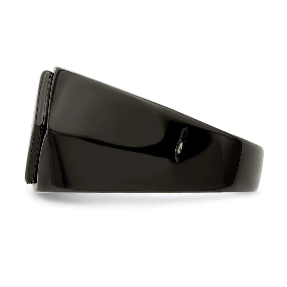 Chisel Jewelry Stainless Steel Polished Black IP-plated Signet Ring