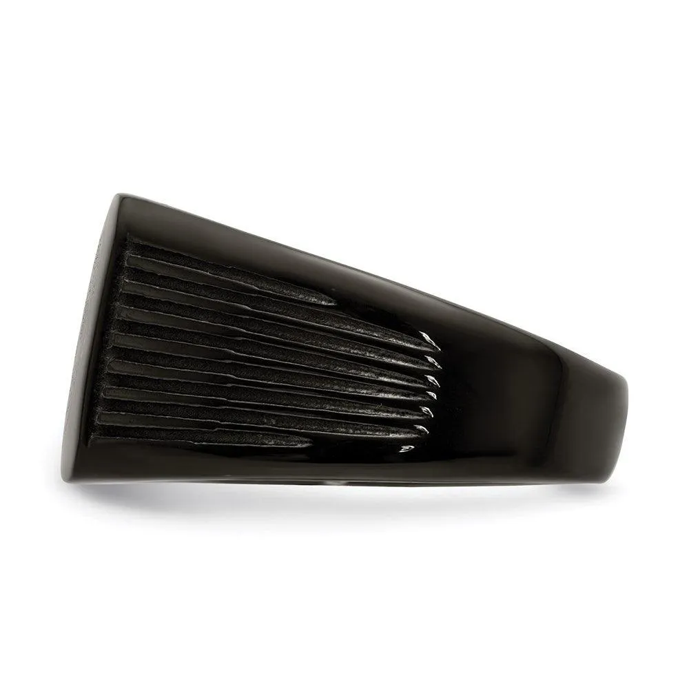 Chisel Jewelry Stainless Steel Polished Black IP-plated Signet Ring