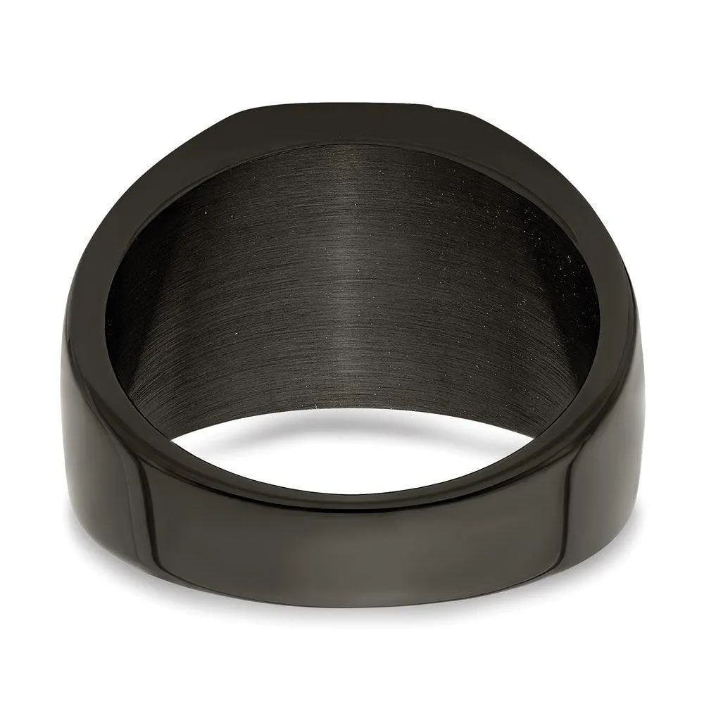 Chisel Jewelry Stainless Steel Polished Black IP-plated Signet Ring
