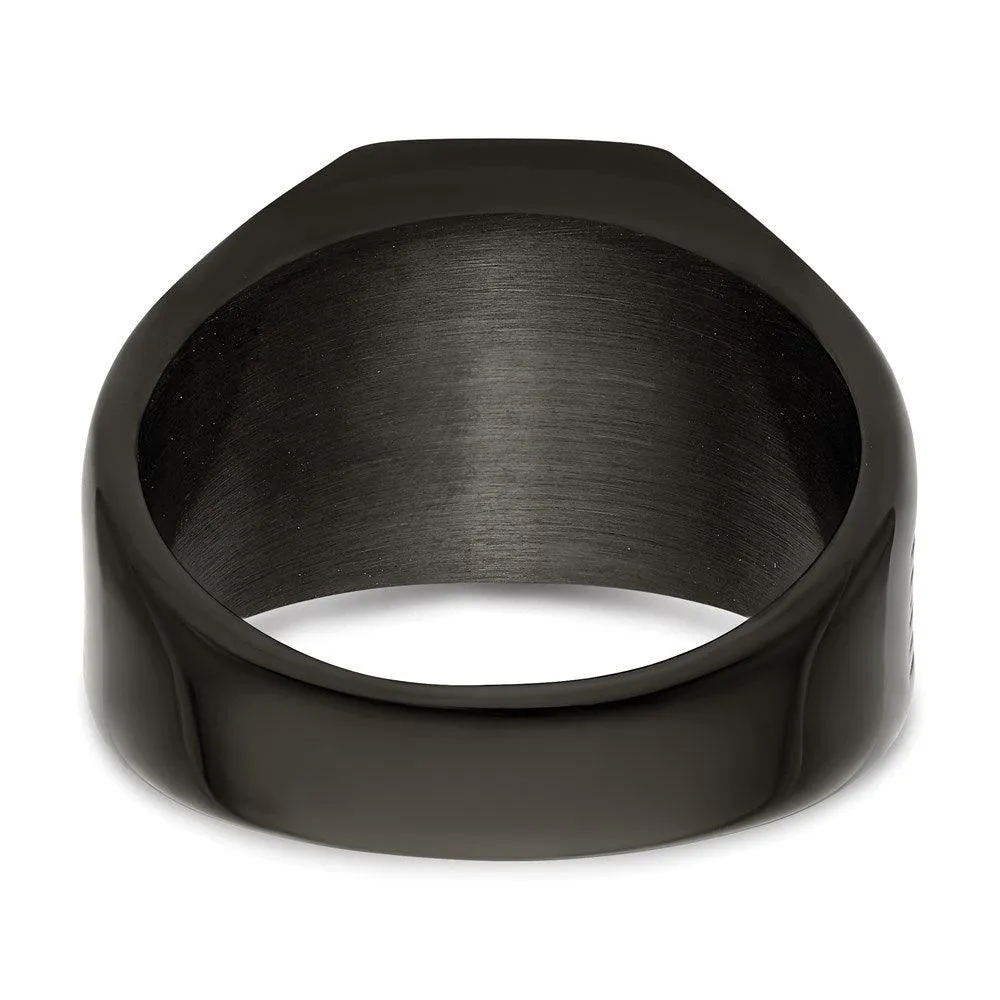 Chisel Jewelry Stainless Steel Polished Black IP-plated Signet Ring