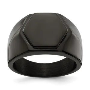 Chisel Jewelry Stainless Steel Polished Black IP-plated Signet Ring