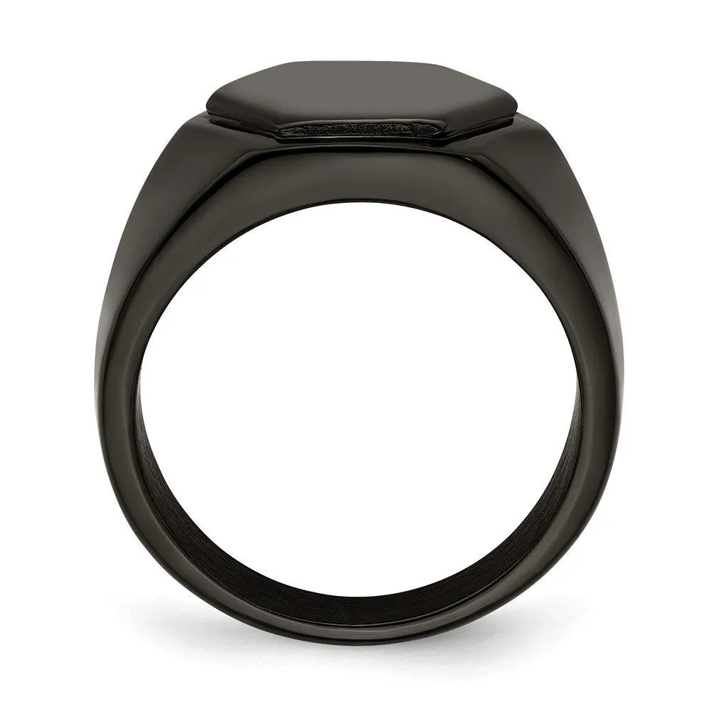 Chisel Jewelry Stainless Steel Polished Black IP-plated Signet Ring