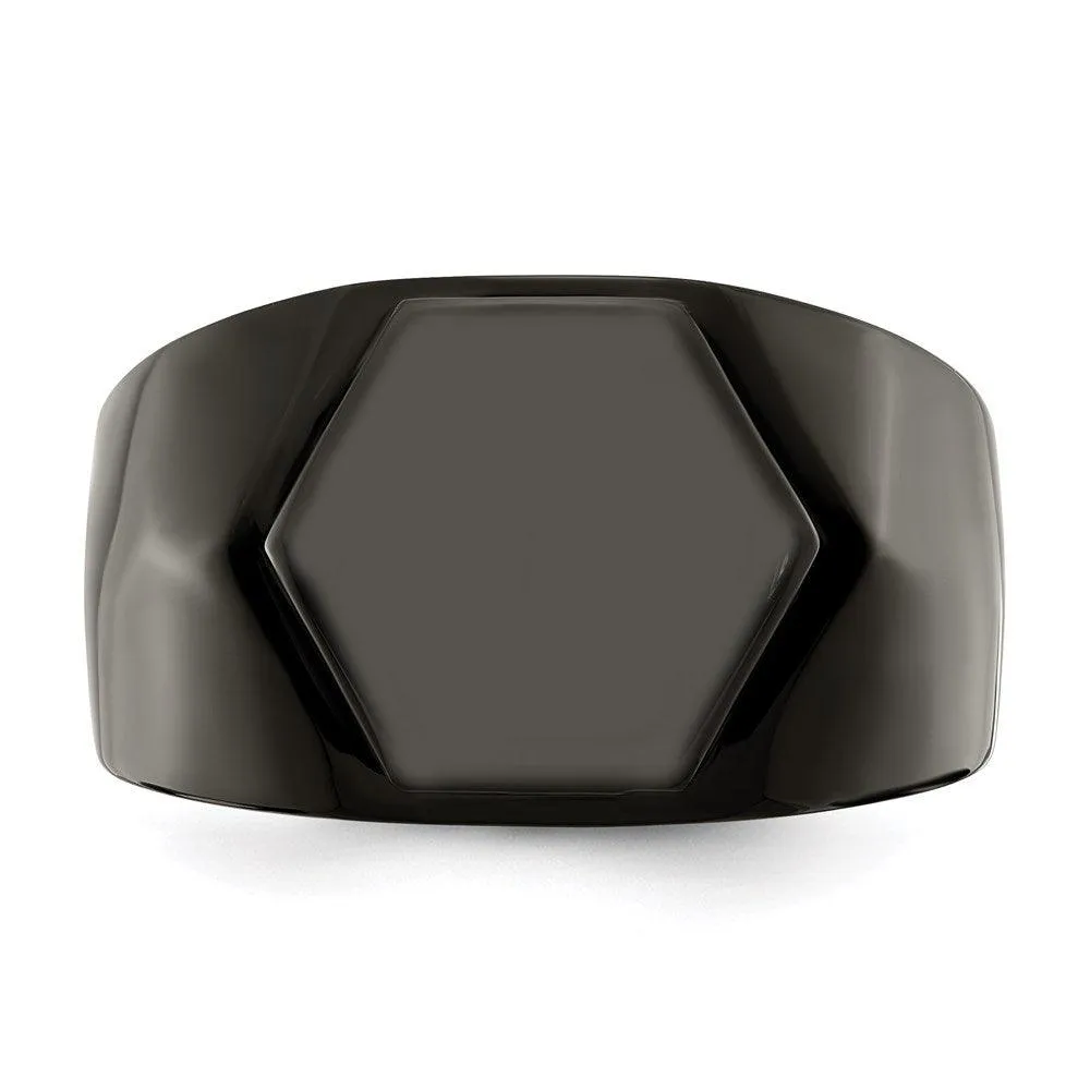 Chisel Jewelry Stainless Steel Polished Black IP-plated Signet Ring