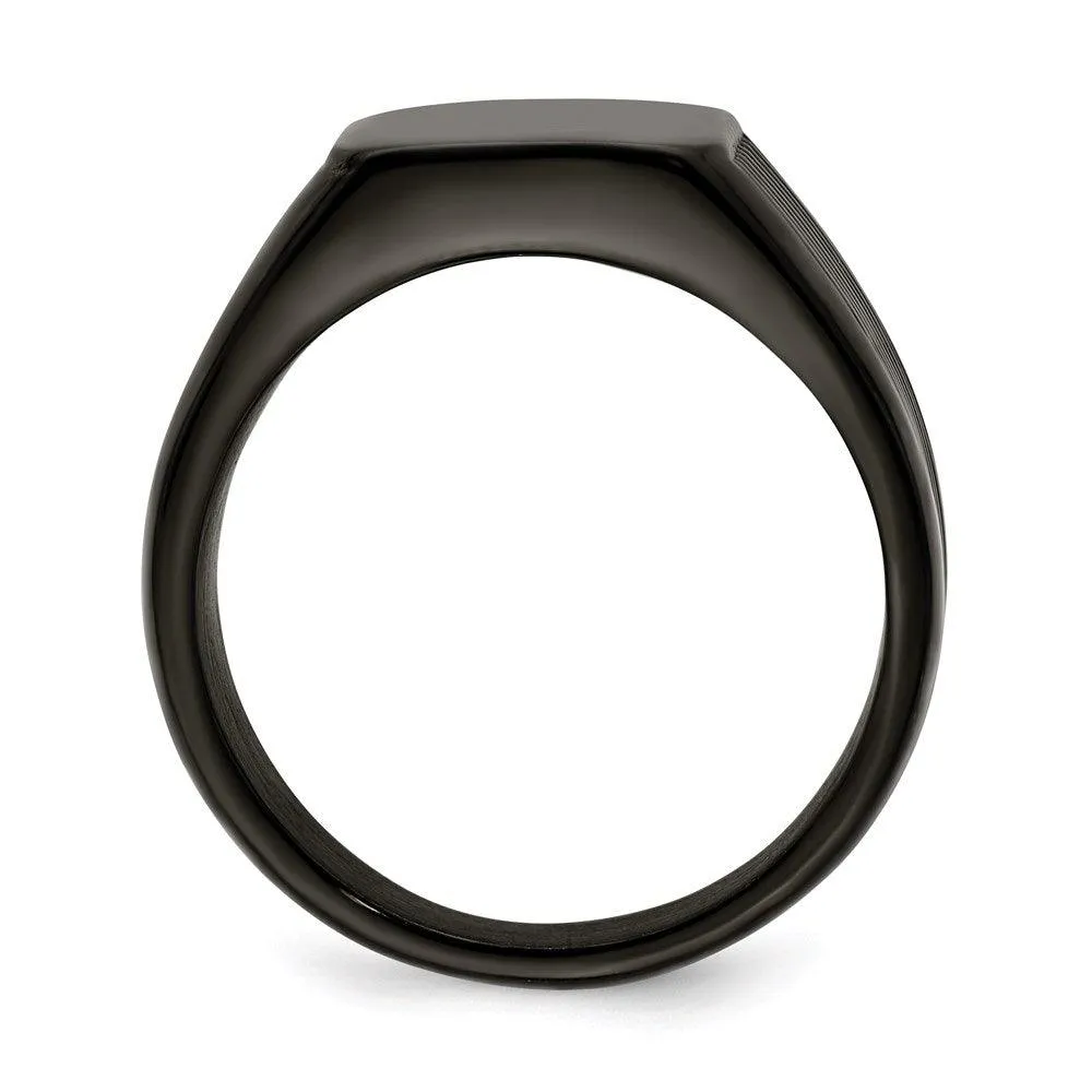 Chisel Jewelry Stainless Steel Polished Black IP-plated Signet Ring