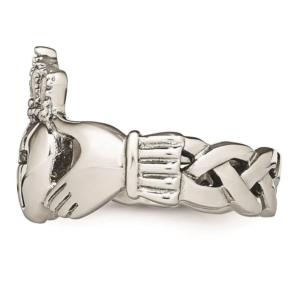 Chisel Jewelry Stainless Steel Polished Claddagh with Cross Ring
