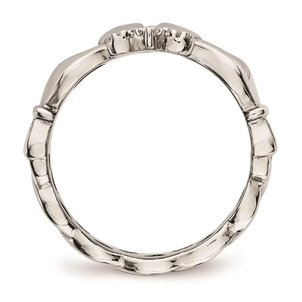 Chisel Jewelry Stainless Steel Polished Claddagh with Cross Ring