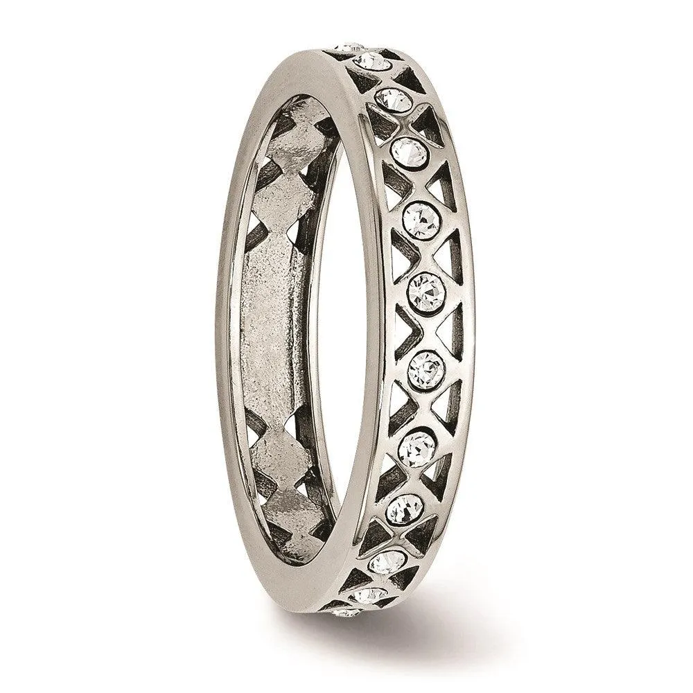 Chisel Jewelry Stainless Steel Polished Crystal 4.50mm Band