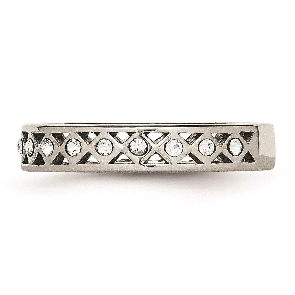 Chisel Jewelry Stainless Steel Polished Crystal 4.50mm Band