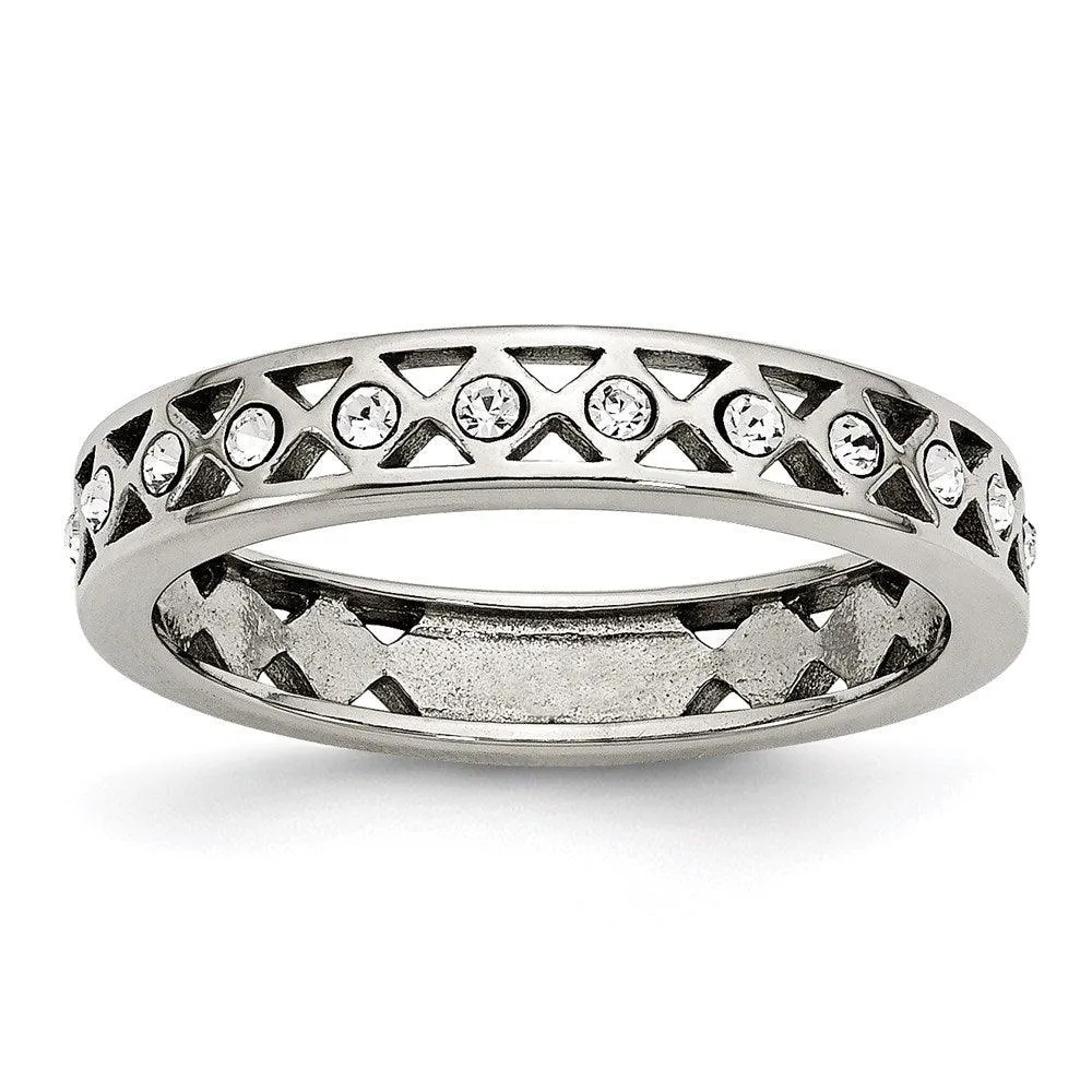 Chisel Jewelry Stainless Steel Polished Crystal 4.50mm Band