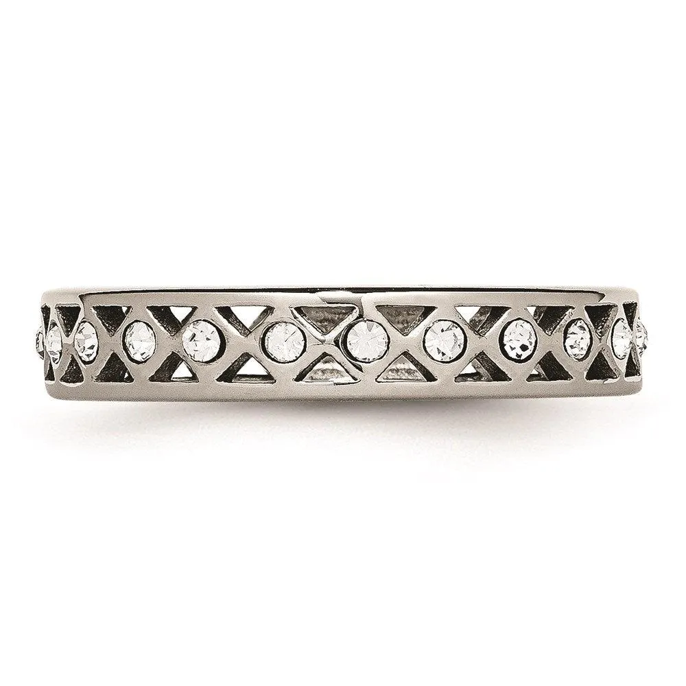 Chisel Jewelry Stainless Steel Polished Crystal 4.50mm Band