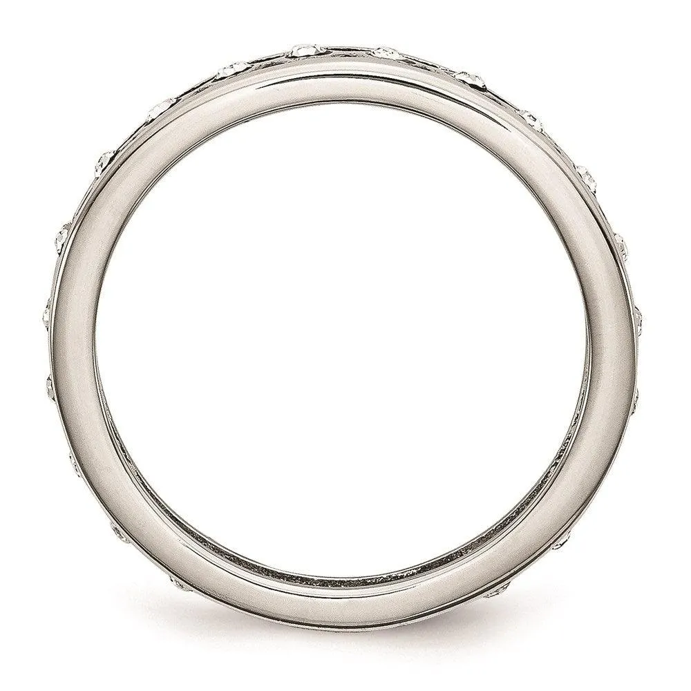 Chisel Jewelry Stainless Steel Polished Crystal 4.50mm Band