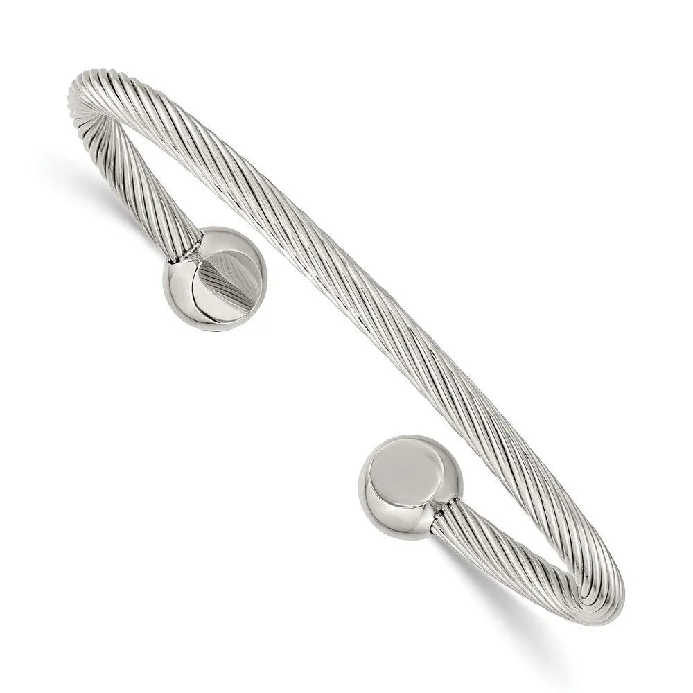 Chisel Jewelry Stainless Steel Polished Cuff Bangle