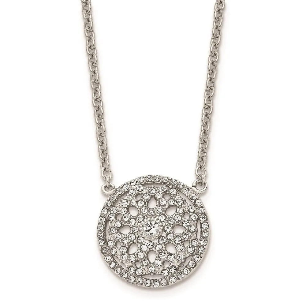 Chisel Jewelry Stainless Steel Polished CZ 2mm Necklace