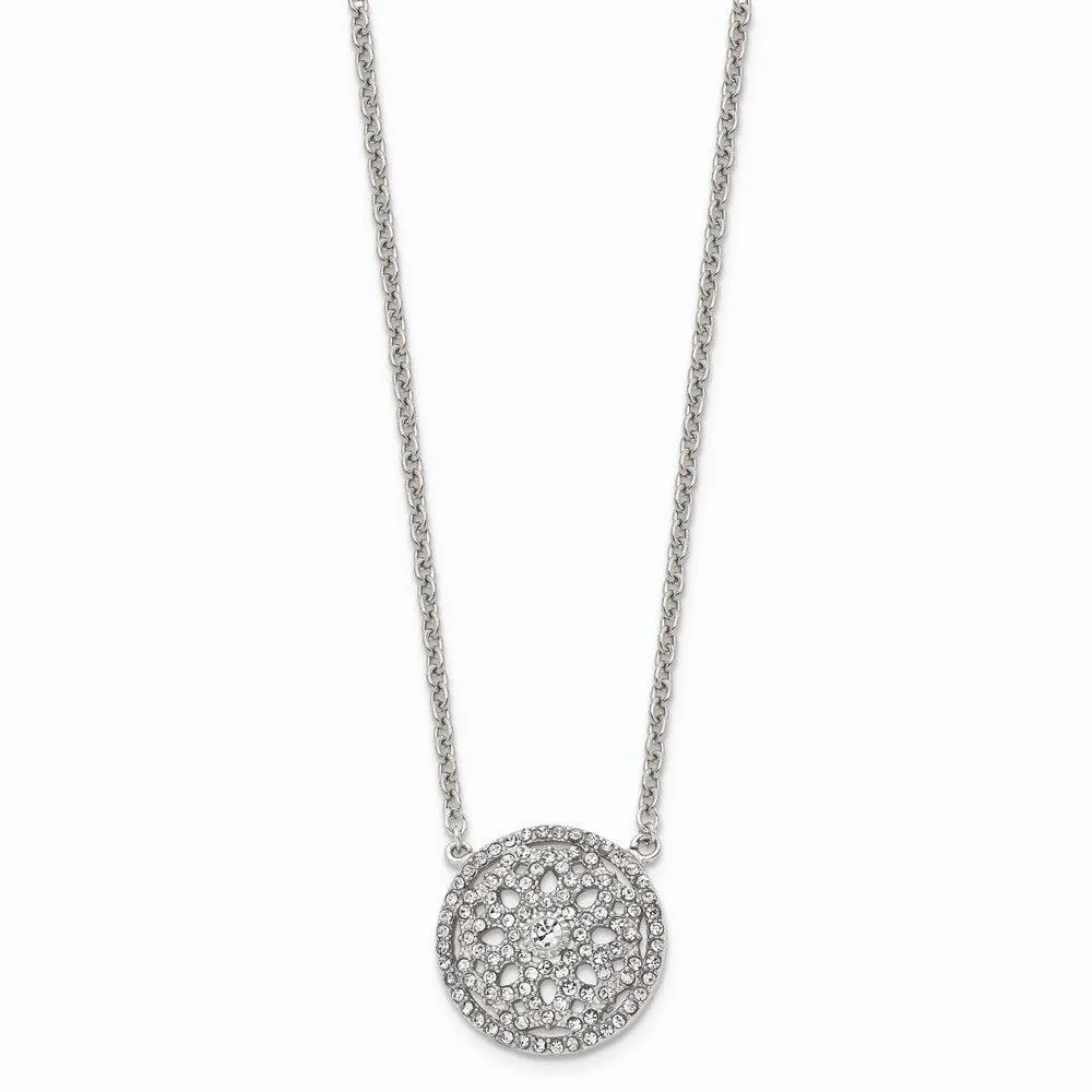 Chisel Jewelry Stainless Steel Polished CZ 2mm Necklace