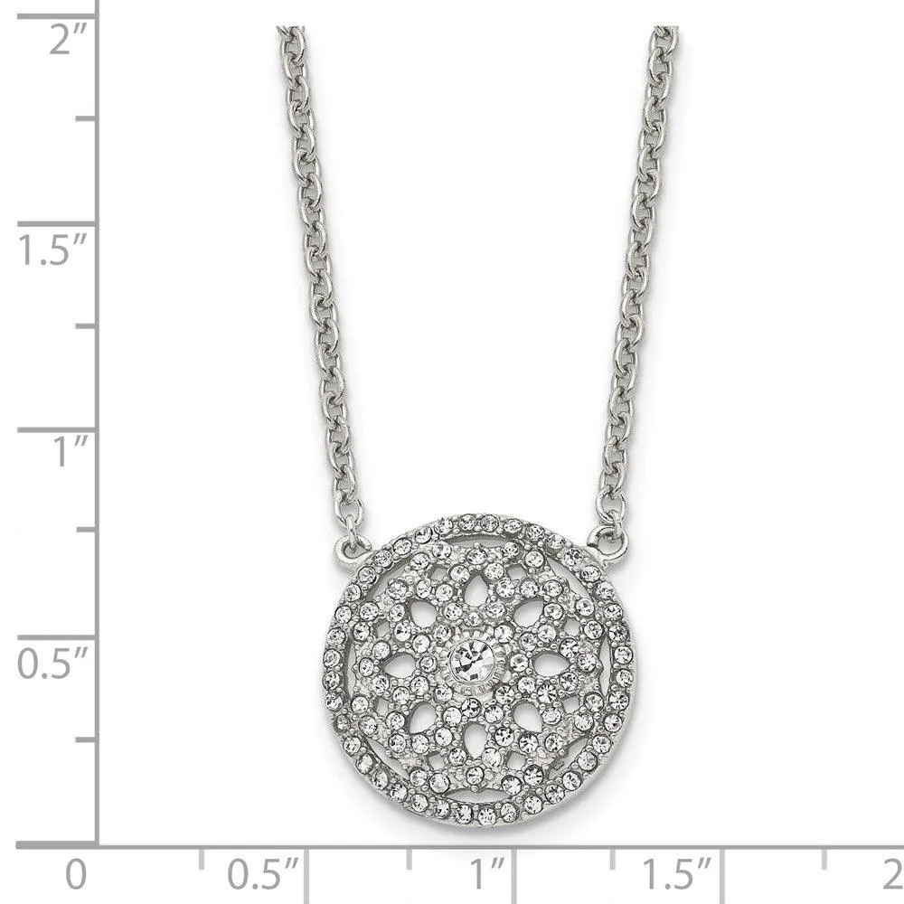 Chisel Jewelry Stainless Steel Polished CZ 2mm Necklace