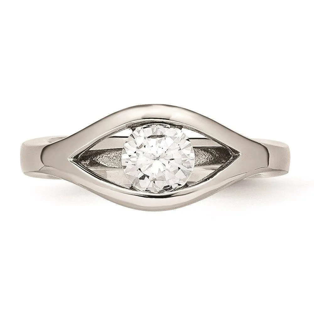 Chisel Jewelry Stainless Steel Polished CZ Ring