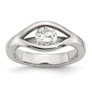 Chisel Jewelry Stainless Steel Polished CZ Ring