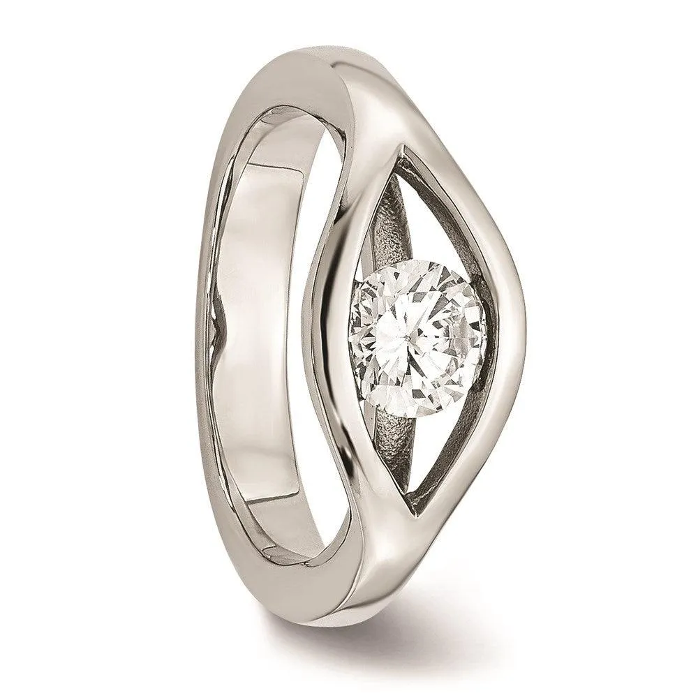 Chisel Jewelry Stainless Steel Polished CZ Ring