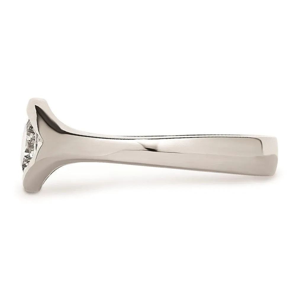 Chisel Jewelry Stainless Steel Polished CZ Ring