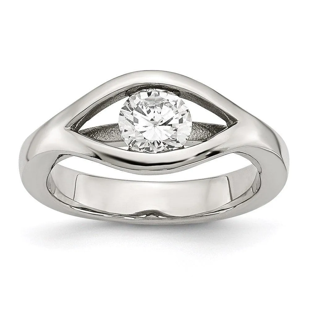 Chisel Jewelry Stainless Steel Polished CZ Ring