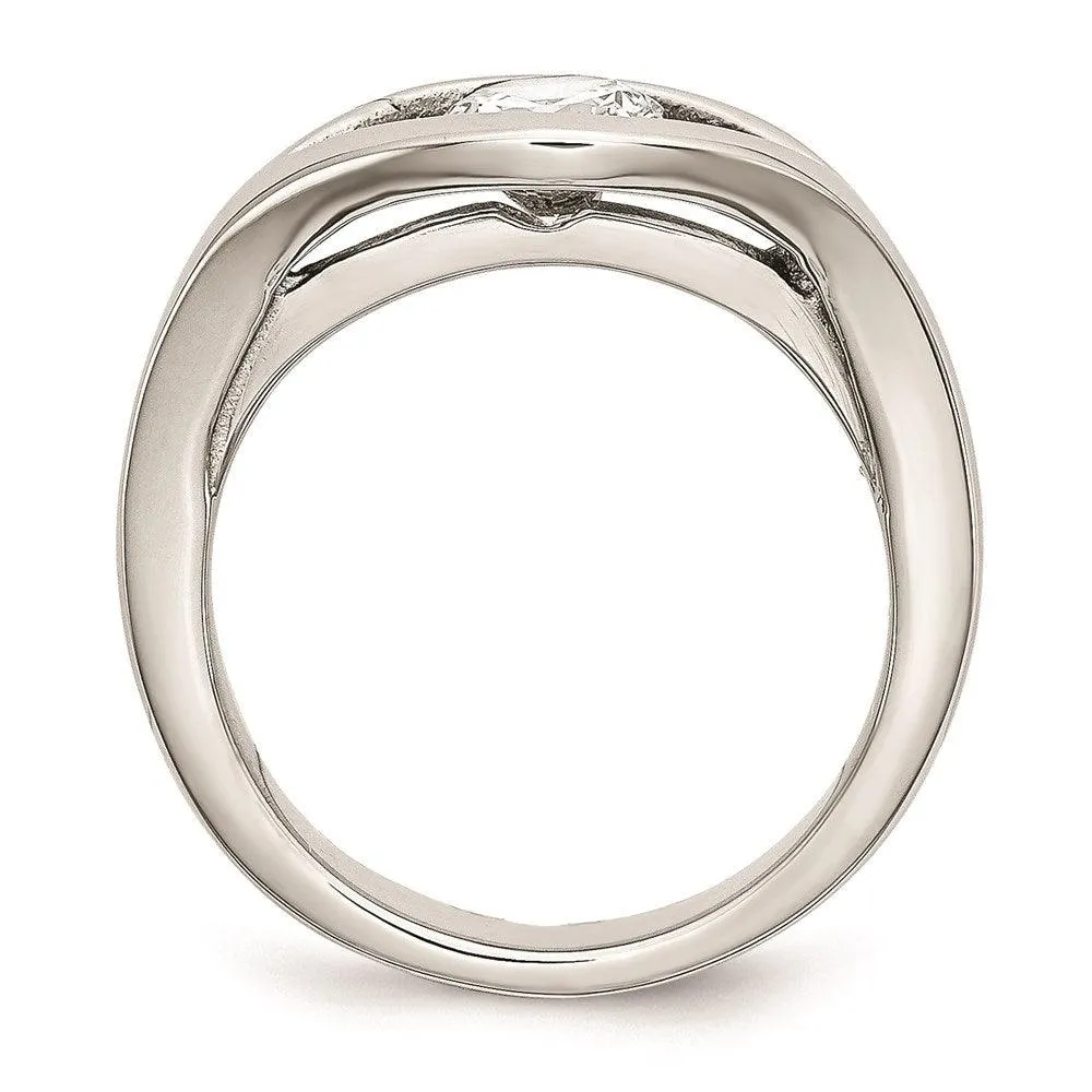 Chisel Jewelry Stainless Steel Polished CZ Ring