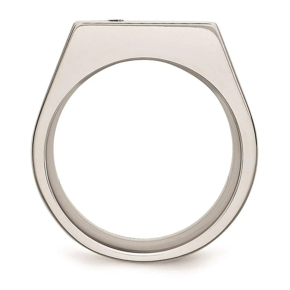 Chisel Jewelry Stainless Steel Polished CZ Signet Ring