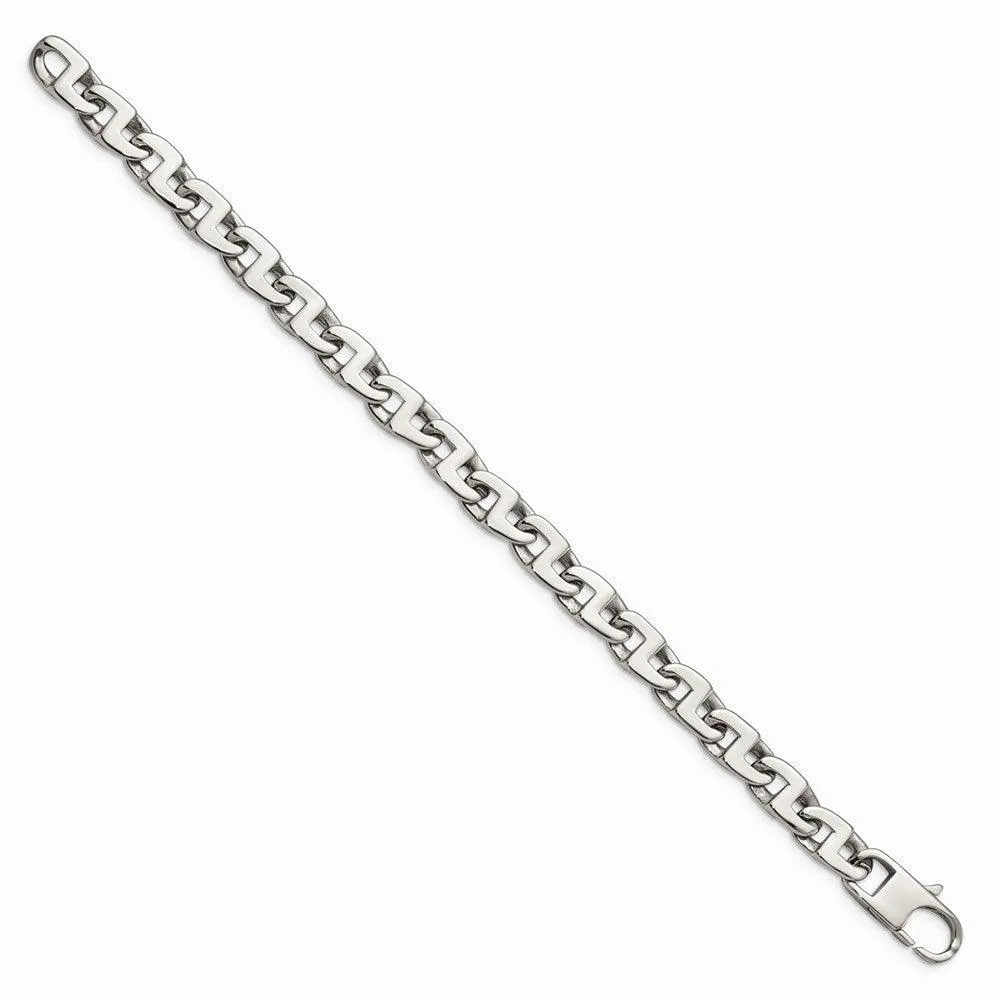 Chisel Jewelry Stainless Steel Polished Fancy Squares Link Bracelet
