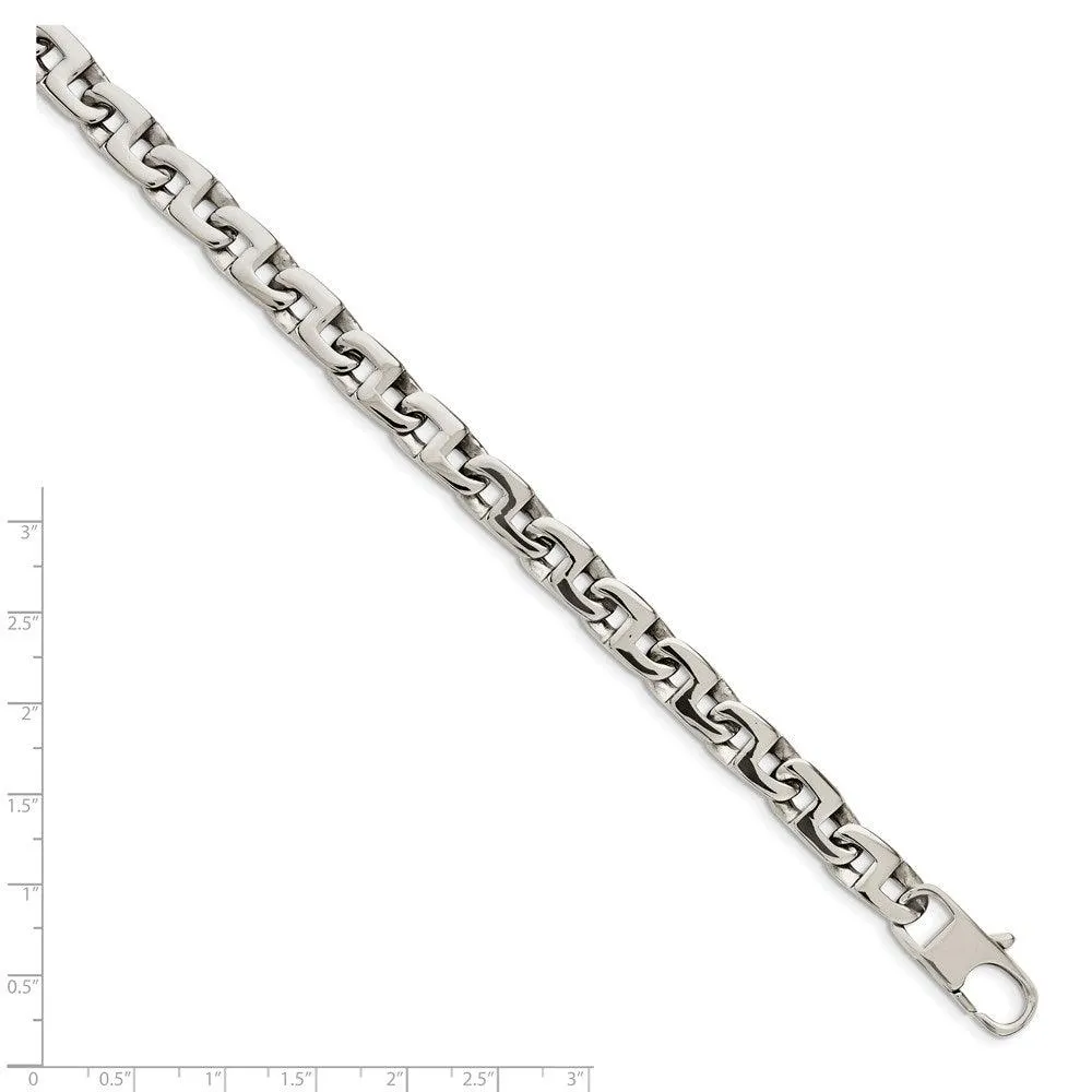 Chisel Jewelry Stainless Steel Polished Fancy Squares Link Bracelet