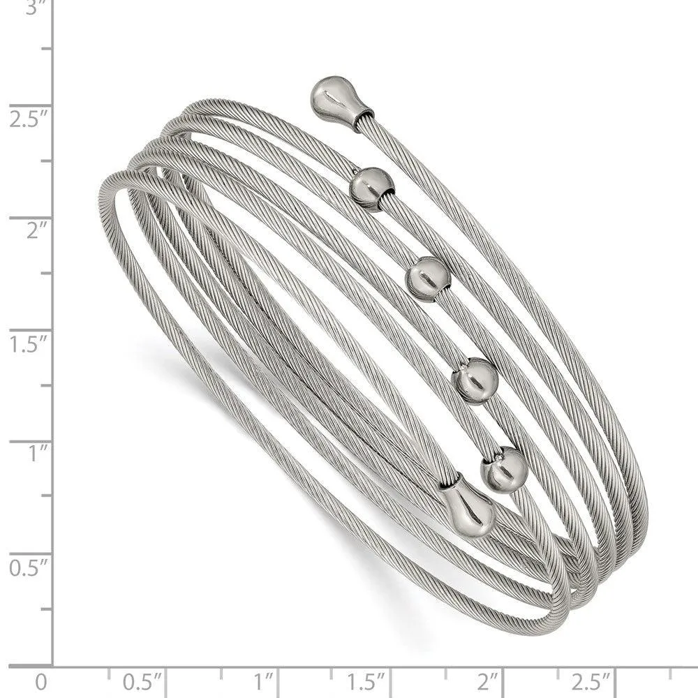 Chisel Jewelry Stainless Steel Polished Flexible Coil Bangle