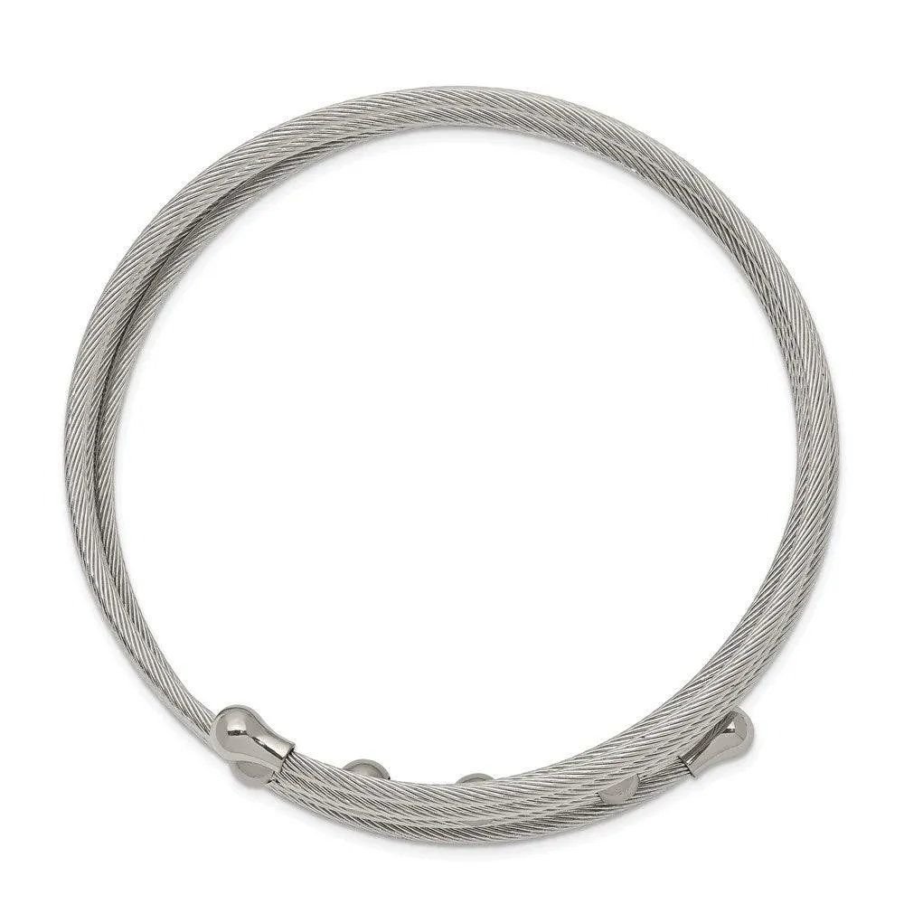 Chisel Jewelry Stainless Steel Polished Flexible Coil Bangle