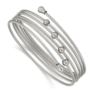 Chisel Jewelry Stainless Steel Polished Flexible Coil Bangle