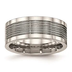 Chisel Jewelry Stainless Steel Polished Grooved Comfort Back Ring