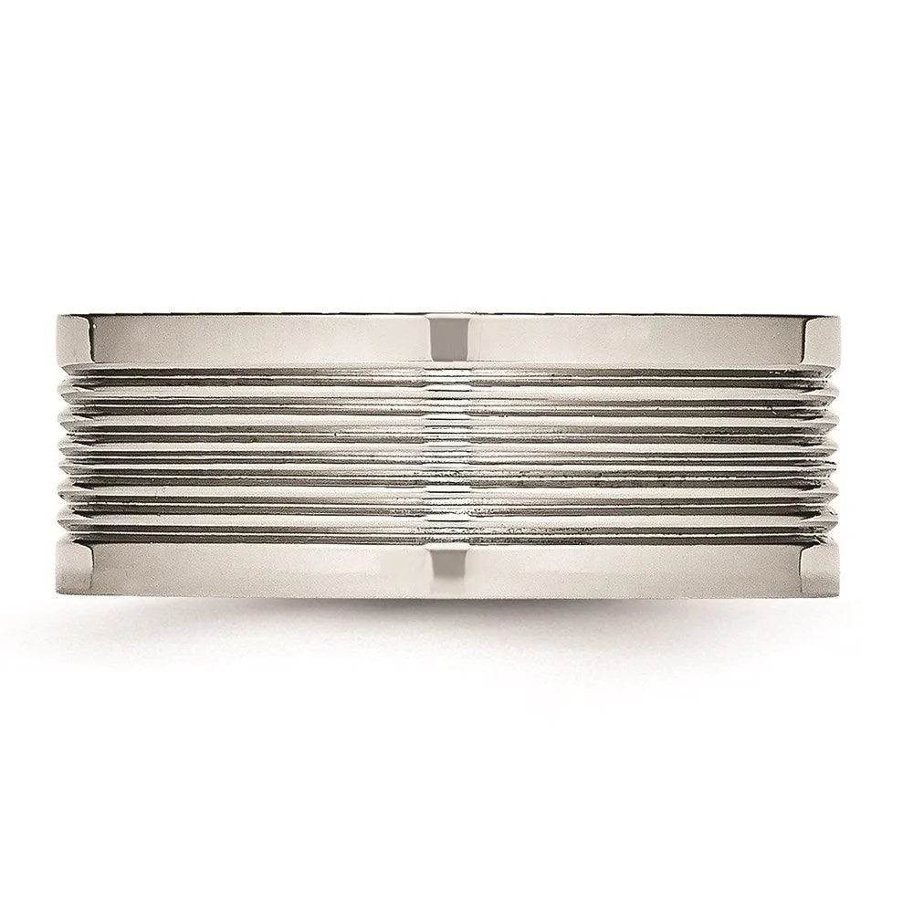 Chisel Jewelry Stainless Steel Polished Grooved Comfort Back Ring