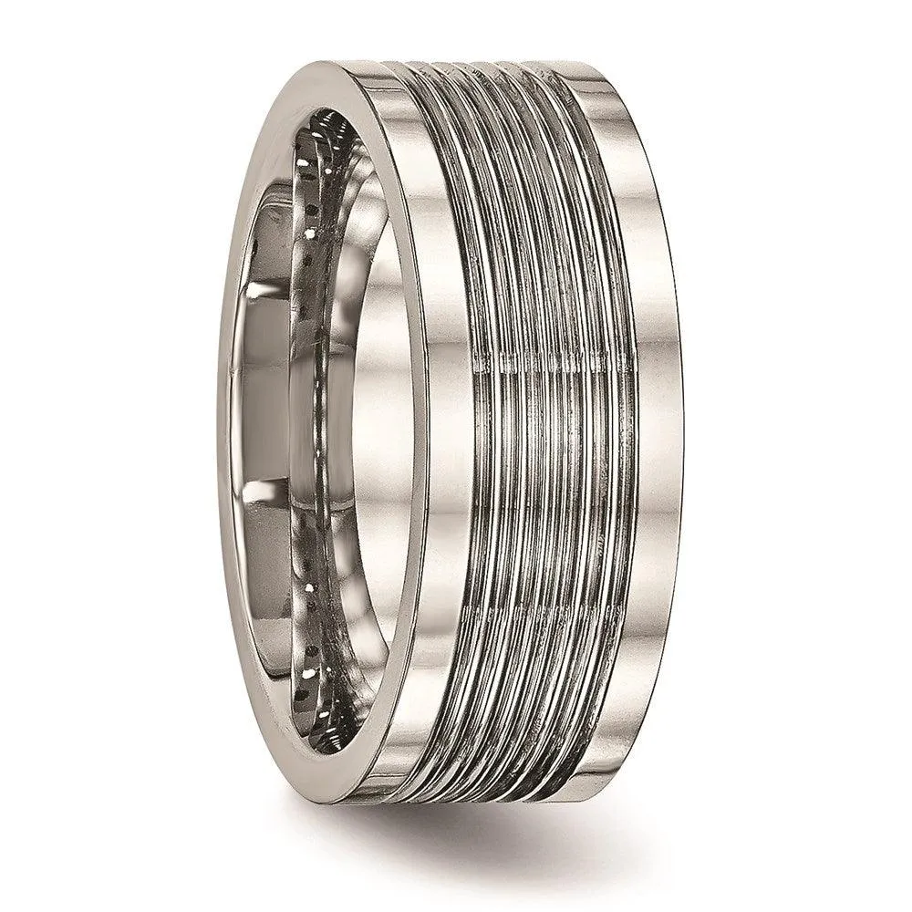 Chisel Jewelry Stainless Steel Polished Grooved Comfort Back Ring