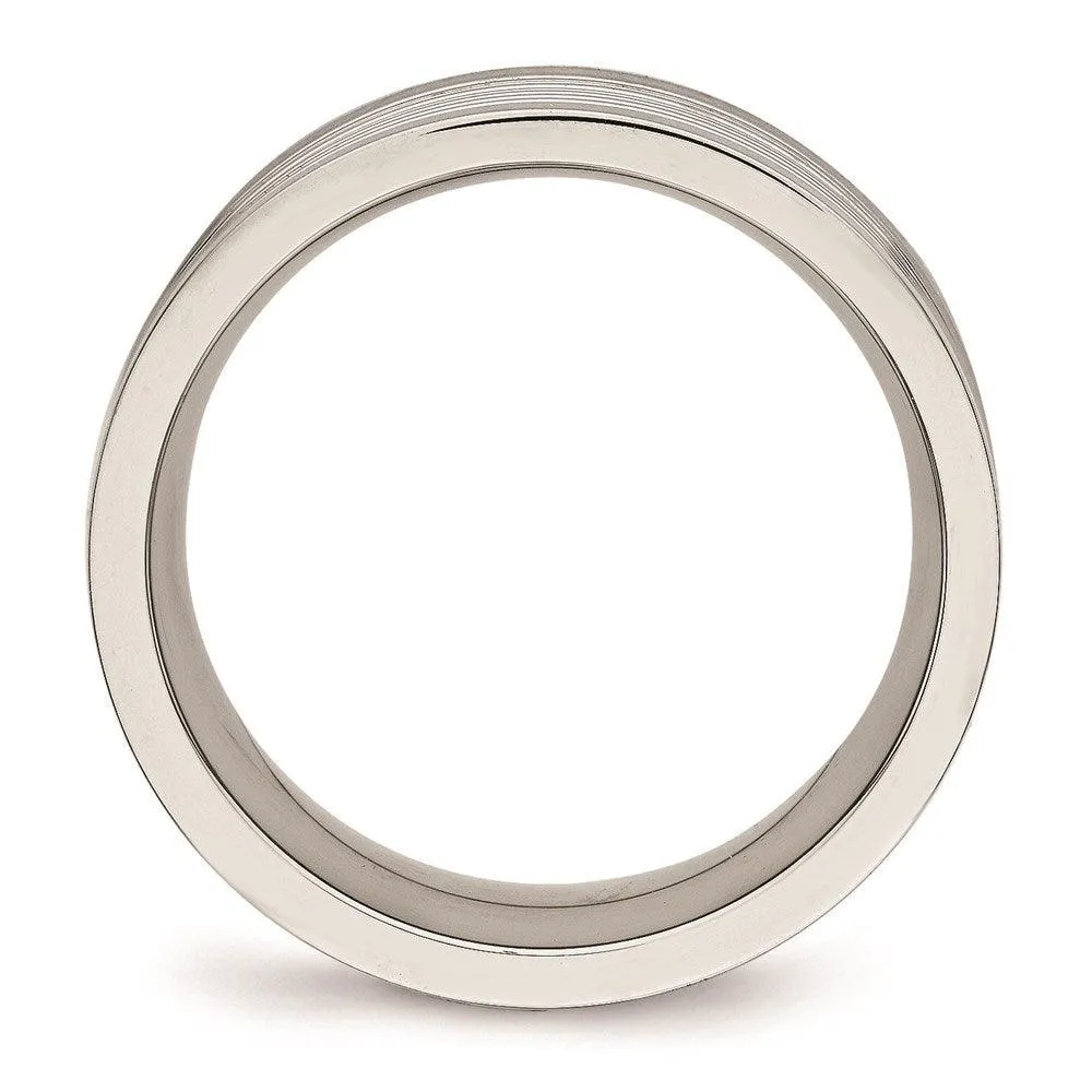 Chisel Jewelry Stainless Steel Polished Grooved Comfort Back Ring