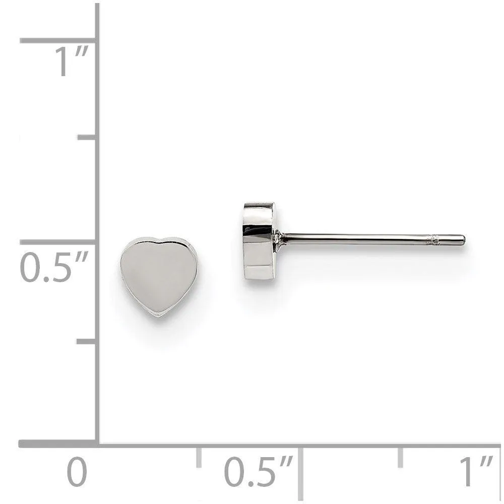 Chisel Jewelry Stainless Steel Polished Heart Post Earrings