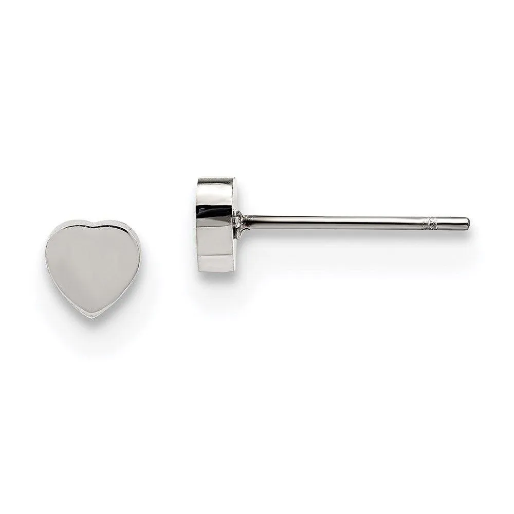 Chisel Jewelry Stainless Steel Polished Heart Post Earrings