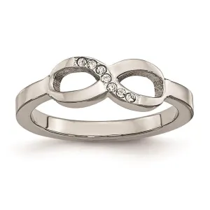 Chisel Jewelry Stainless Steel Polished Infinity Symbol CZ Ring