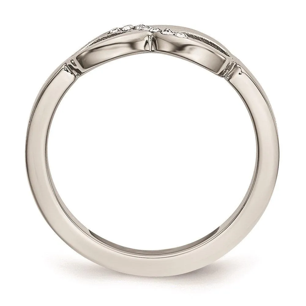 Chisel Jewelry Stainless Steel Polished Infinity Symbol CZ Ring