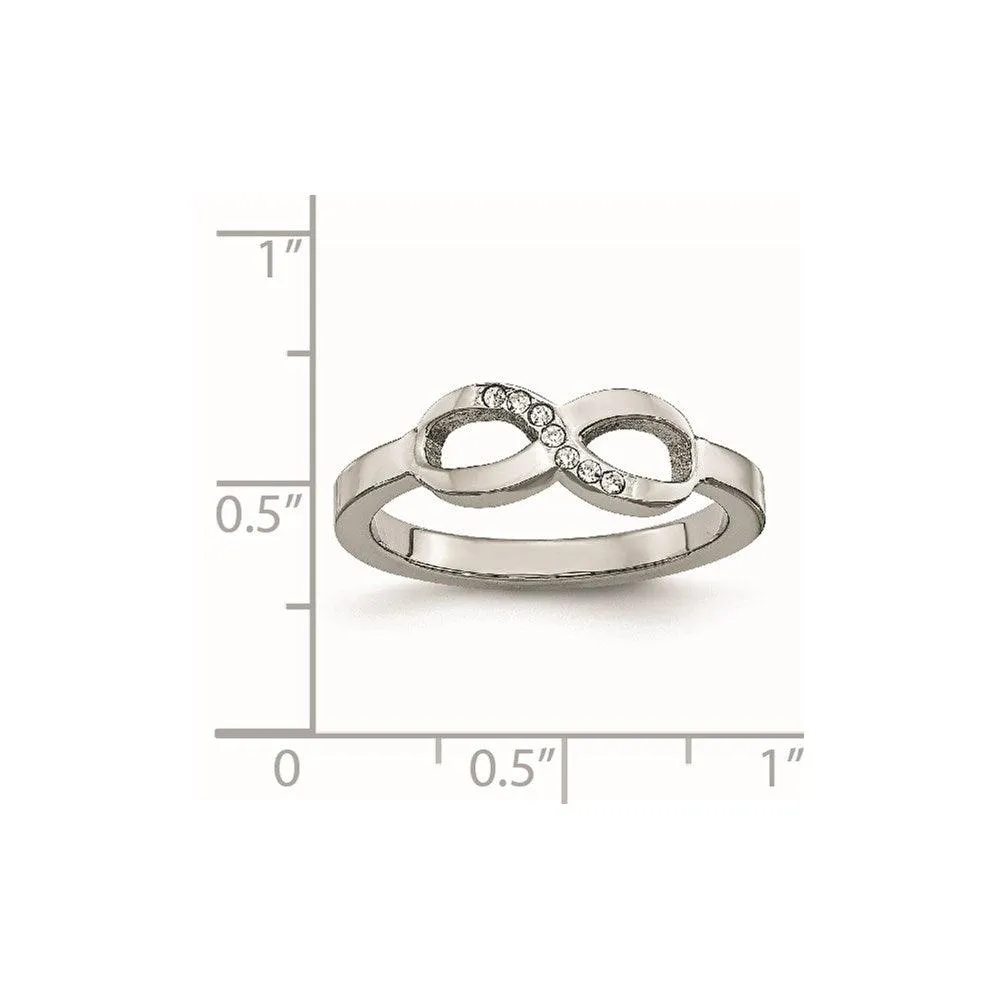 Chisel Jewelry Stainless Steel Polished Infinity Symbol CZ Ring