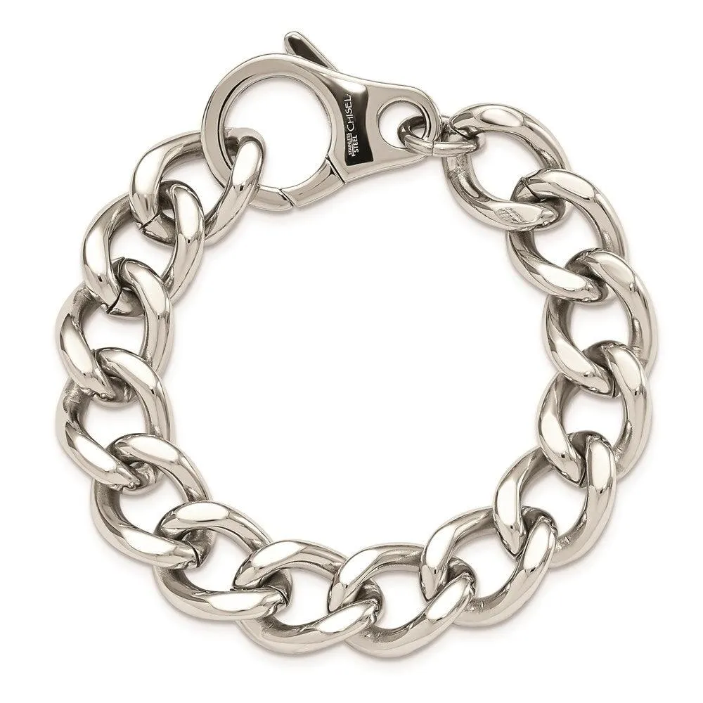 Chisel Jewelry Stainless Steel Polished Large Link 8.5in Bracelet