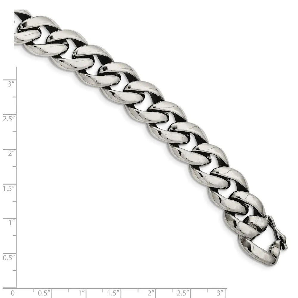 Chisel Jewelry Stainless Steel Polished Link 8.25in Bracelet