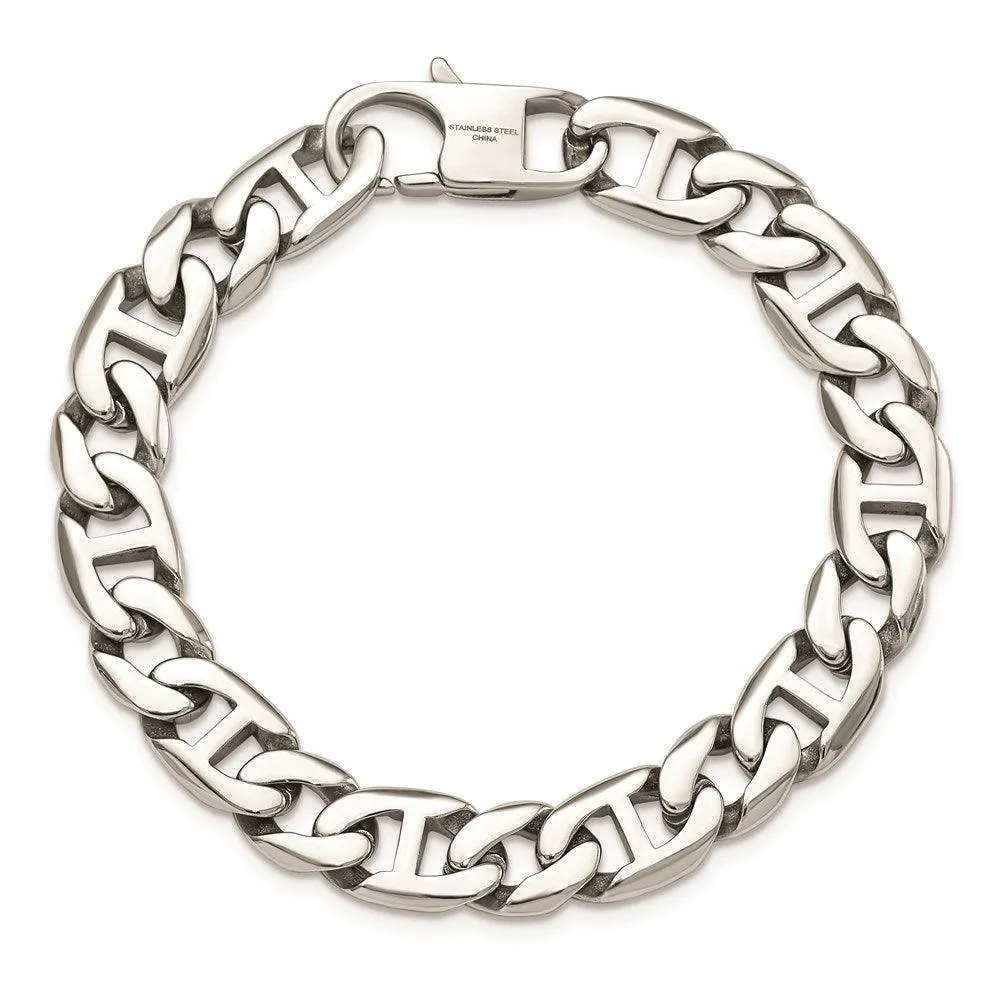 Chisel Jewelry Stainless Steel Polished Links Bracelet