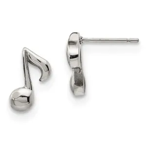 Chisel Jewelry Stainless Steel Polished Music Note Post Earrings
