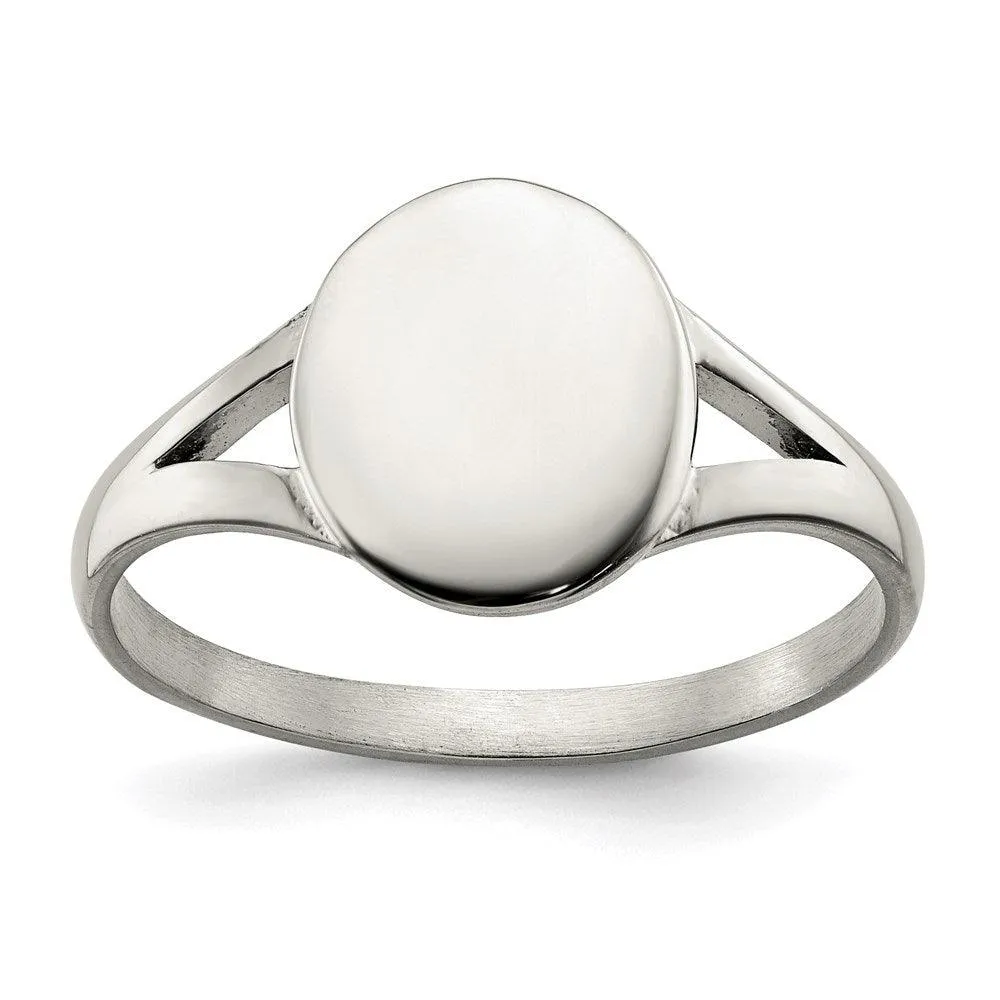 Chisel Jewelry Stainless Steel Polished Oval Disc Ring