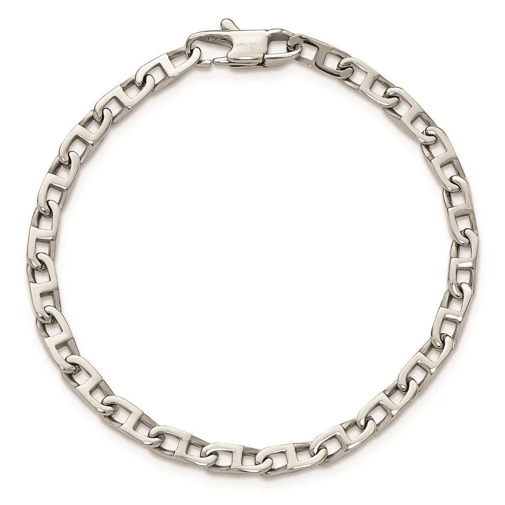 Chisel Jewelry Stainless Steel Polished Oval Links 7.75in Bracelet