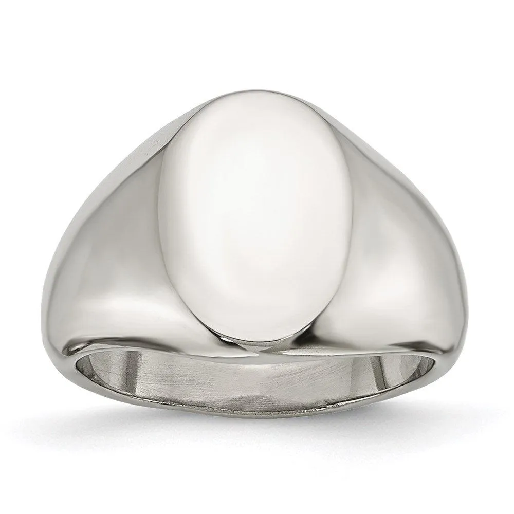 Chisel Jewelry Stainless Steel Polished Oval Signet Ring
