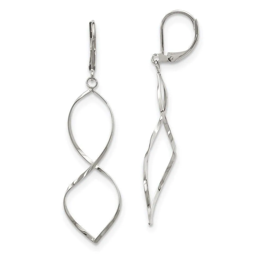 Chisel Jewelry Stainless Steel Polished Twist Dangle Leverback Earrings