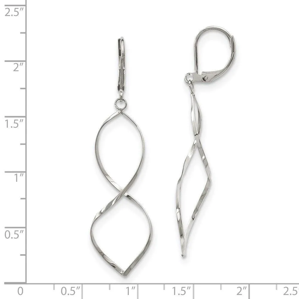 Chisel Jewelry Stainless Steel Polished Twist Dangle Leverback Earrings