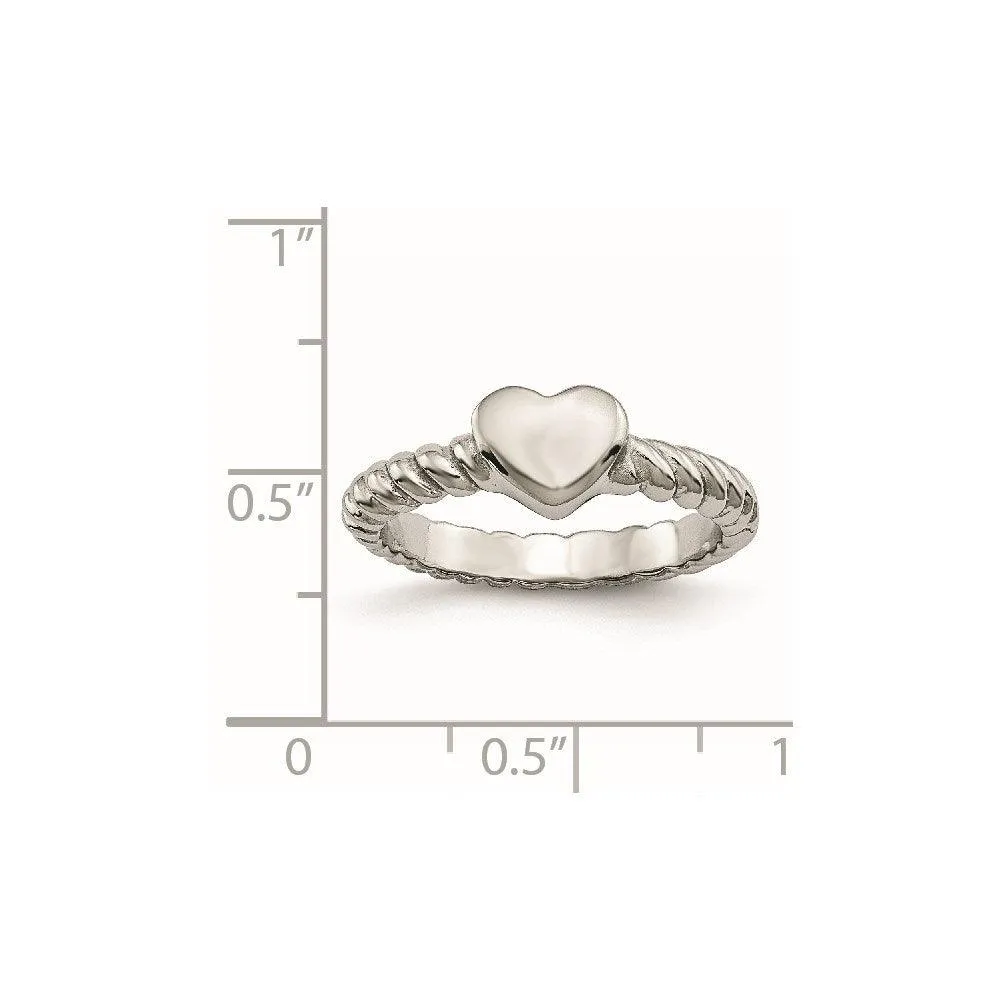 Chisel Jewelry Stainless Steel Polished Twisted Heart Ring